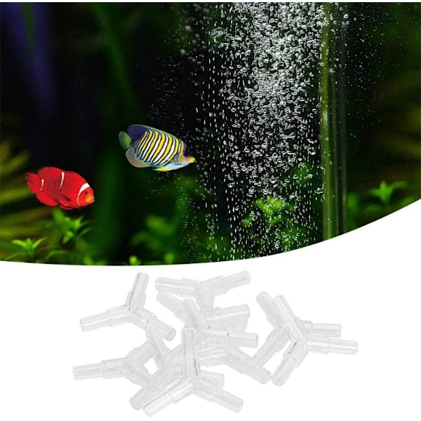 20 st Akvarium Luftslangskoppling Transparent 3-vägs Y-formad T-koppling Akvarium Luftventil Koppling Luftpumpstillbehör