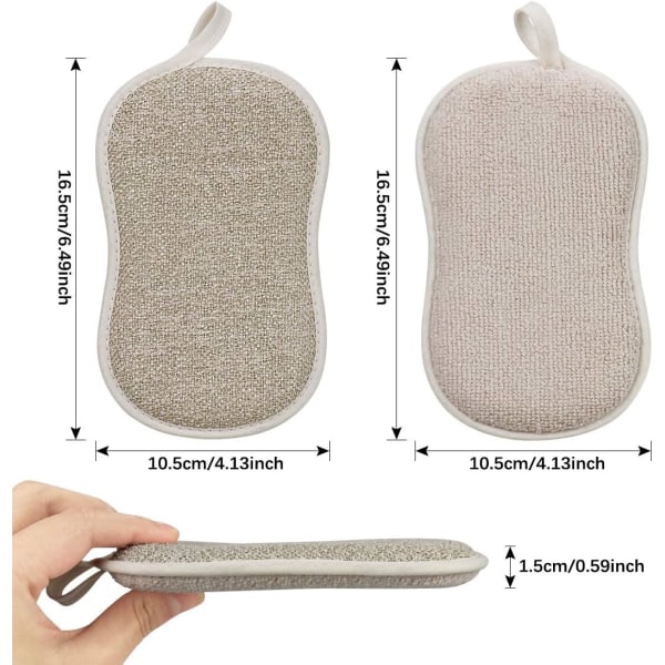 Oppvasksvamp Vaskbar antibakteriell mikrofiber Gjenbrukbar dobbel svamp skuresvamp for nonstick panner Gryter panner (4 stk svamp)