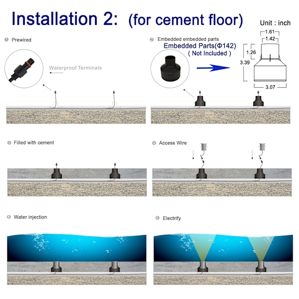 Vedenalaiset allasvalot, 3W, 12V-24V DC, IP68 vedenpitävä, ruostumaton teräs alumiini, upotettaviin uima-altaisiin portaisiin lampiin suihkulähteisiin (viileä valkoinen - 6000K)