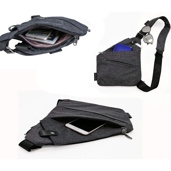 Fashion digital axelväska för män, multifunktionell crossbody ryggsäck, stöldskyddad pistolbröstväska