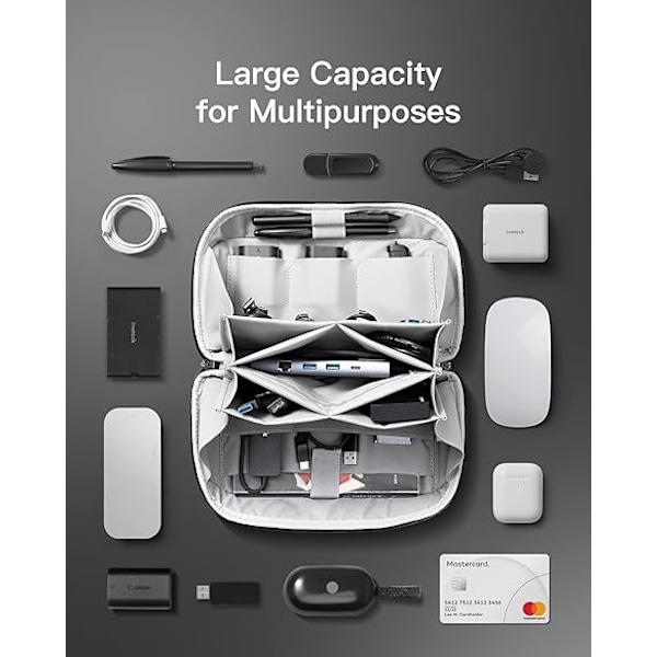 180° Åpen Kabelarrangør Bag Elektronikk Tilbehør Reiseveske Gadgets Organizer Sprutsikker, Gadgets Organizer Pouch med Håndtak