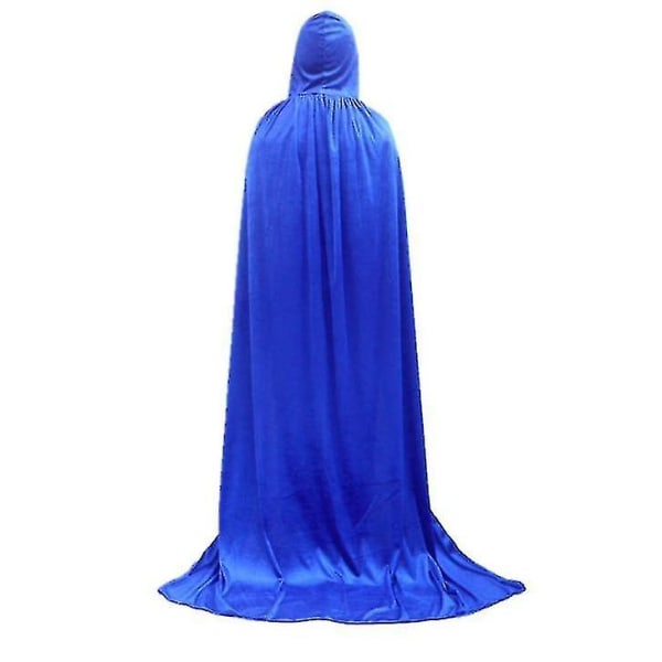 Unisex hettekappe, full lang fløyelskappe for Halloween Cosplay-kostymer blue 80cm
