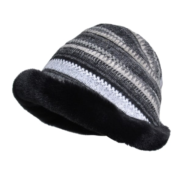 Fluffig Hinkhatt Tjock Mjuk Mode Fiskehatt Mode Hinkhatt Varm Vinter Fiskehatt Mössa Utomhus Vinterhatt för Flickor Kvinnor (C) C
