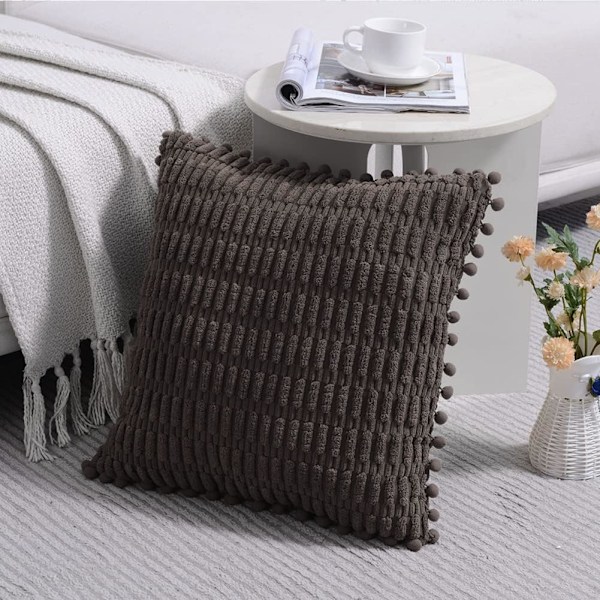 Pakkedekorative putetrekk 45x45 cm med dusker for sofa, seng, stue, bondegård Boho hjemmeinnredning Coffee
