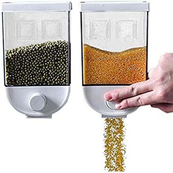 Väggmonterad spannmålsdispenser, torrmat snacks spannmålsbehållare matförvaringsorganisatör för bönor, havregryn, te etc förvaring.