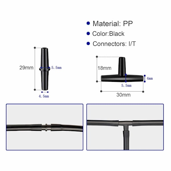 Akvarium Luftpumpe Tilbehør, 21 stk. Pumpesett 5 meter Luftledning, 4 Sjekkventiler, 4 Kontrollventiler, Europeisk standard European