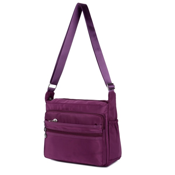 Monitaskuiset Rento Rintarepun Muodikkaat Vedenpitävät Olkalaukut Nylon-Kassin 31*24*11cm, violetti Purple