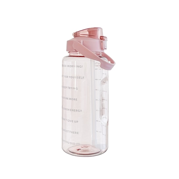 2000 ml:n vesikuppi, kesäinen kuntoilustraw-kuppi asteikolla, ulkokäyttöön sopiva kannettava muovikuppi, vaaleanpunainen Pink