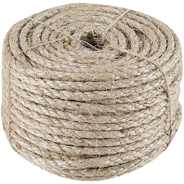 Sisal-köysi kissanpuuhun, 6 mm (50 m) korvaava köysi juuttiköysi, kissan tarvikkeena kissan köysi, kissanpuun korvaus, kissan raapimistolppa, kissatorni