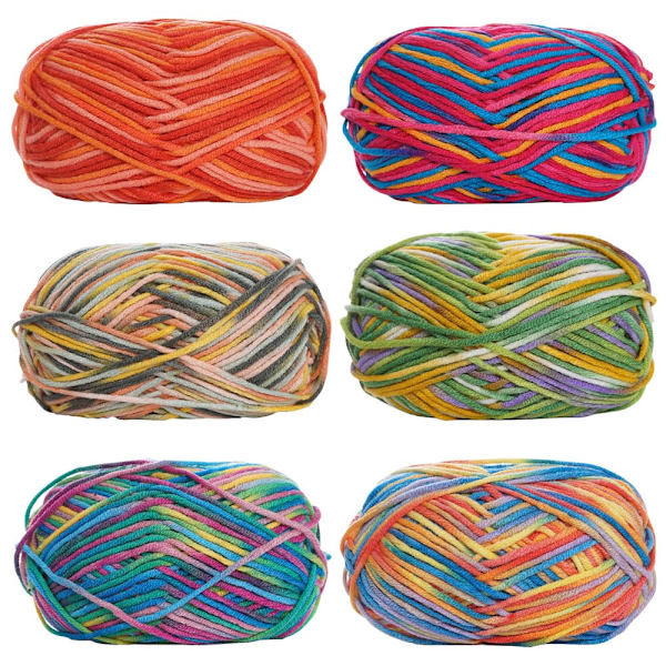 Stickgarn 6 x 50g Boll Dubbel Stickgarn Färgad Virkgarn Mjukt Garn Set för Stickning Hantverksprojekt, Kläder, Filtar, Halsduk, D D