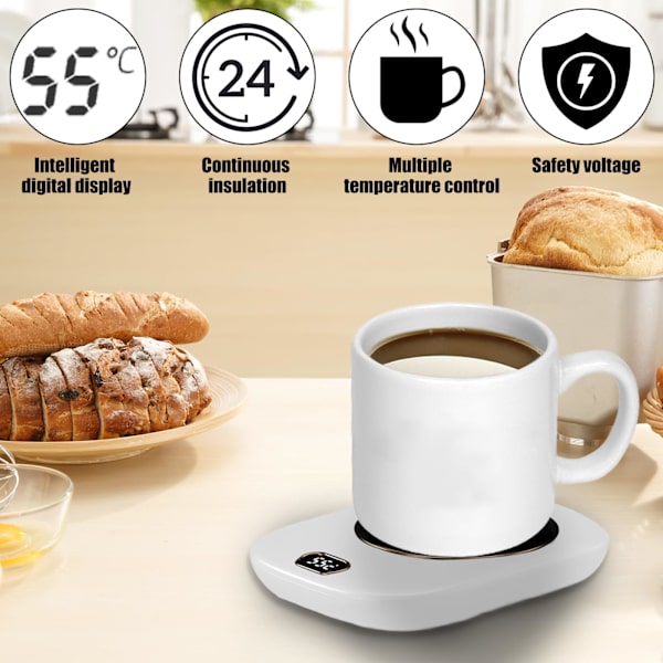 Kopsvarmer Drikkevarmer med 3 Temperaturindstillinger, Elektrisk Kaffekopsvarmer, Tevarmer, Underkop, Kopsvarmer Smart termostatisk underkop