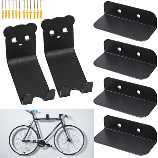 Cykelväggfäste Pedal Krok, 6st Cykelställ, Väggmonterade Cykelväggfästen för Cykelväggförvaring Cykelvägghängare Däckhållare - Svart