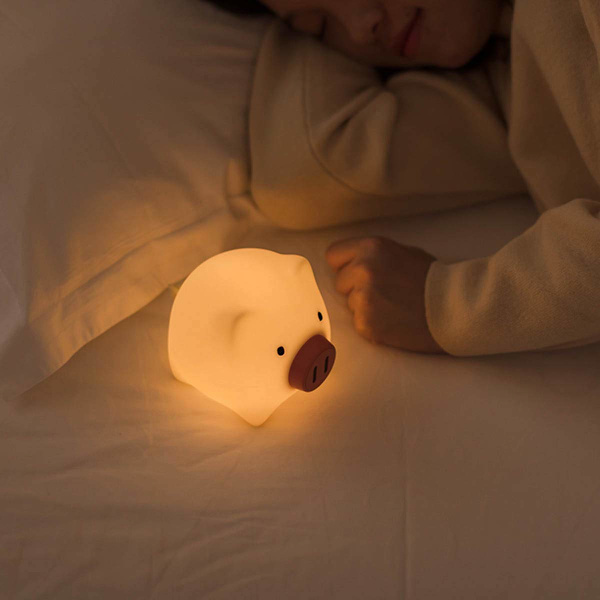 Børnenes Natlampe Gris Formet LED Natlampe Holdbar Genopladelig Silikone Natlampe til Sengelampe, Lys Atmosfære, Indendørs Belysning, Soveværelse