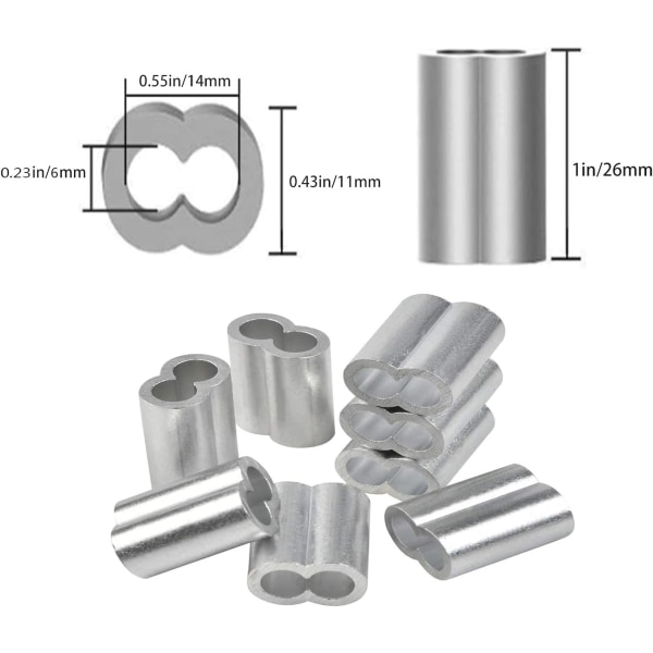 25 stk 6mm aluminiumskrympetang for stålgummikabel