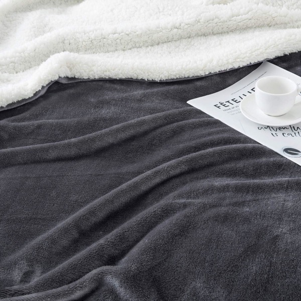 Sengeteppe, Sofatepper, Mykt, fluffy tykt teppe, Vendbart mikrofiberteppe Dark gray