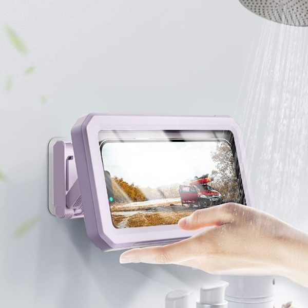 360° Kääntyvä ja 145° Kulman Vedenpitävä Puhelinkotelo Kylpyhuoneen Seinälle, iPhone 13 Pro Max/12 mini/11/XR/XS Samsung Galaxy PET Näytönsuojalle