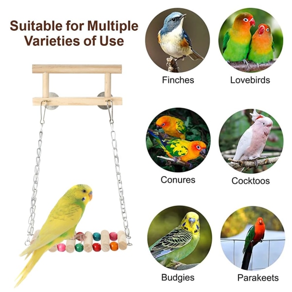 Bird Perches Burleker, papegøye-treplattform, treningsstativer med vedsving, pariserhjultygging for parakitt