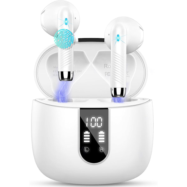 Trådlösa hörlurar, Bluetooth 5.3-hörlurar NYA Trådlösa hörlurar med 4 ENC-mikrofoner, 56H Bluetooth hörlurar i örat brusreducerande djup bas
