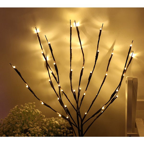 3 stk LED-belyste kvist, grener med batteridrevet kunstig trelys, grenlampe