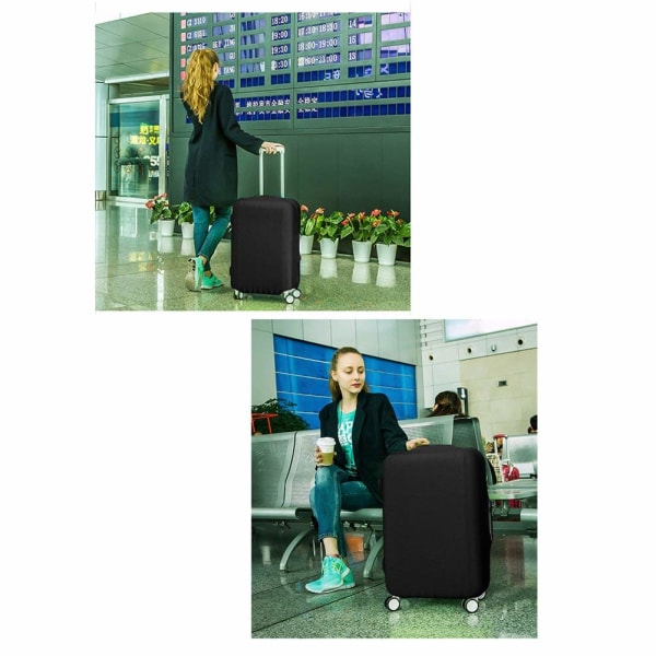 Matkalaukun cover, elastinen vedenpitävä pölytiivis matkalaukun cover 20 tuumalle, musta, S