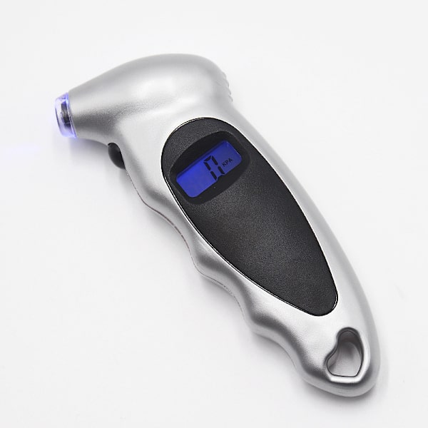 Digitaalinen rengaspainemittari 150 PSI 4 asetuksella autoille, kuorma-autoille ja polkupyörille, taustavalaistu LCD ja liukuestokahvat (hopea) Silver