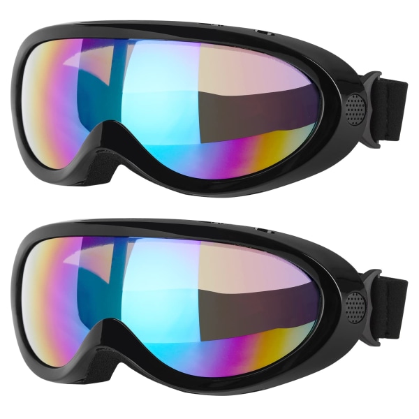Skibriller, pakke med 2, snowboardbriller for barn, gutter og jenter, ungdom, menn (svart)
