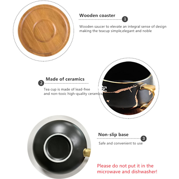 Qinghai Marmor Keramisk Kaffemugg Set Tekopp med Sked Träfat, Alla Hjärtans Dag Mors Dag Examen Födelsedagspresent Julklappar