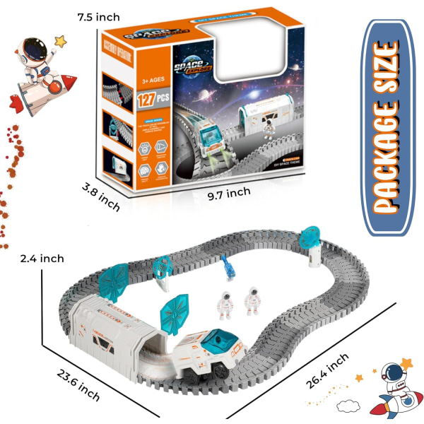 Space Race Track Leke for gutter Jenter, Space Car Astronaut Dolls Mini Star Projector Julegaveleker