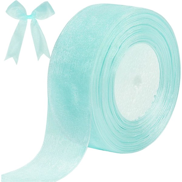 Transparent band, 40 mm x 45 meter, dubbelsidig transparent chiffongband för presentinslagning, julbröllopsfestceremonidekorationer Lake blue