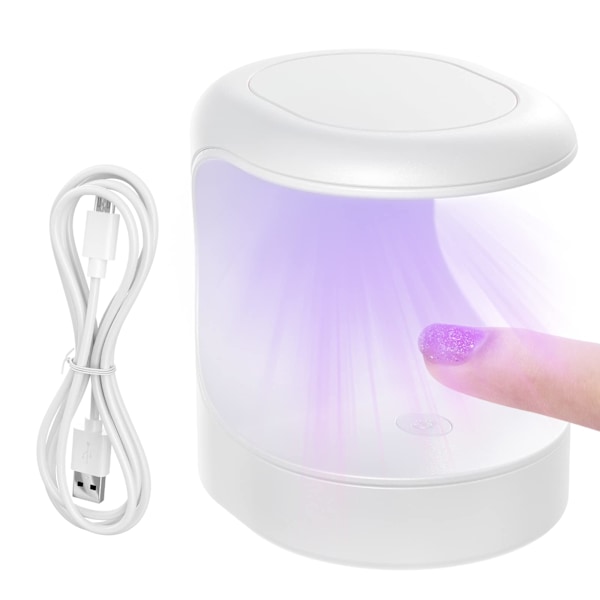 Mini UV Nagelgellampa, AISEELY UV Nagelampa med 3 45° Konvergerande Ljusdioder, Portabel 60S Snabbtorkande USB LED Gel Nagelampa (Vit)