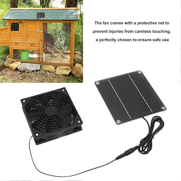 Solpanel Fläkt Kit Monokristallint Kisel 2200RPM Solcellsfläkt med Skyddskåpa för Växthus
