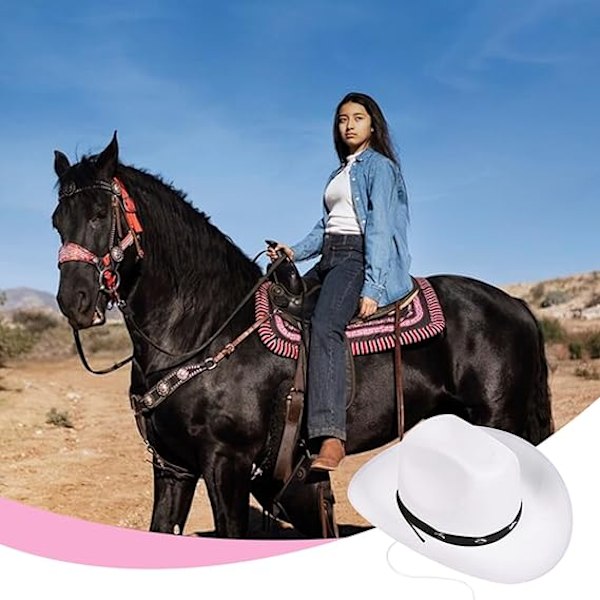 2-pack, Cowboyhatt för vuxna, Texan Cowboyhatt, Cowboyfilthatt, Festaccessoar för utklädning, Utomhushatt, Vilda västern, med formbar bred brätte