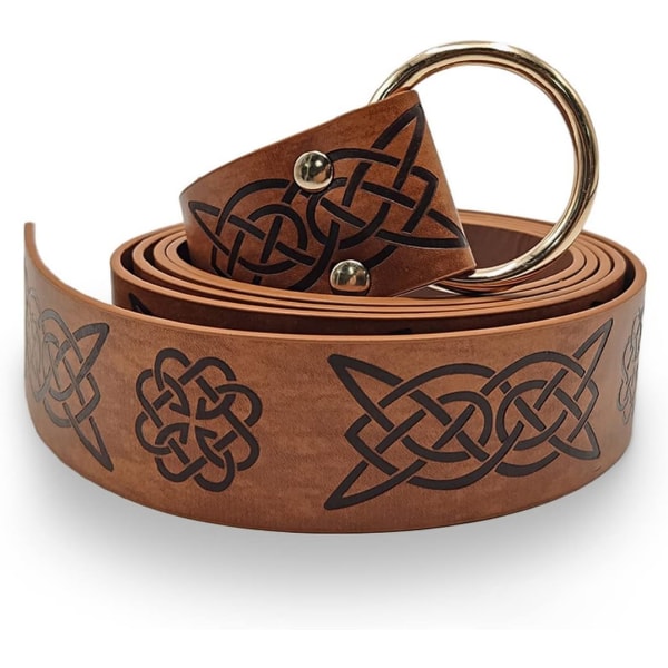 Vintage keltisk belte, Halloween middelalderske O-ring belte preget Pu lær ridder belte, Viking Battle Knight belte, Viking lær belte for menn
