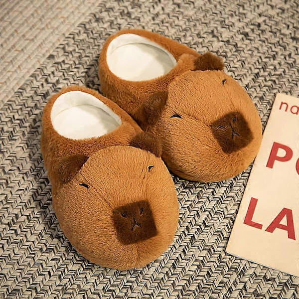 Sööt Kapibara Piirtokäärmeen Lämmintä Tossuja, Ihastuttavat Pehmeät Tossut Liukumattomat, Kotitossut Talveksi Sisätiloihin Lämmintä Tossua