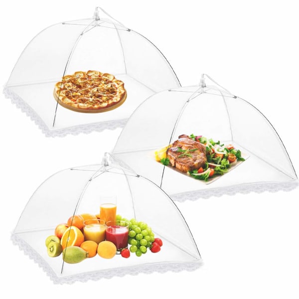 3-pack matöverdrag 14-tums pop-up-krypterade mesh som serverar tält, fint nätskärmparaply för utomhusbruk, picknick, BBQs, återanvändbart och hopfällbart