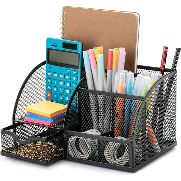 Mesh Skrivebordsorganisator, Sort, Blyantholder Organisatorer, Skrivebords Blyantholder, Pen/Blyantholder, Penneholder til Skrivebord