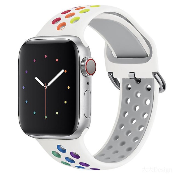 Ai Klokkereim For Apple Watch Band 45mm 44mm 40mm Series 7 6 5 4 Se Sports Pustende Armbånd Armbånd For Iwatch 3 42mm 38mm - Klokkebånd White colors For 38mm-40mm-41mm