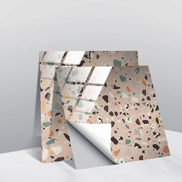 20 stk Flis Klistremerker, Kjøkken Bad Terrazzo Veggflis Klistremerker Skrell og Lim på Flis Dekaler Selvklebende Vanntette (15cm x 15cm, B)
