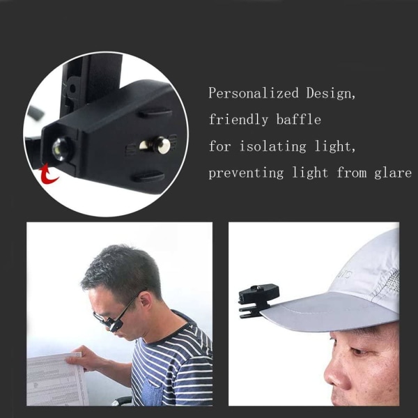 Mini Læselampe, Clip-on Clip Lampe Clip-on Lommelygte Clip Lampe til Natvedligeholdelse af Fiskeudstyr til Læsning (1 Par)