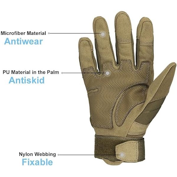 Herr Full Finger Utomhus Sport Arbets Handskar Jakt Motorcykel Cykel Klättring Längdskidåkning Julklapp L Brown L