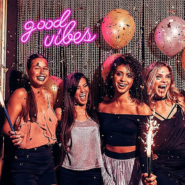 Pink Good Vibes Neon Skilt Neonlys til Soveværelse blue