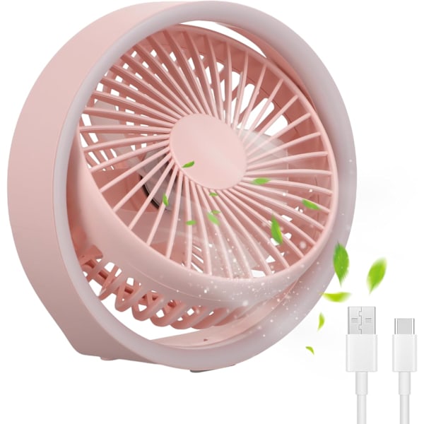 Mini USB Bordvifte, 3 Hastigheter Bærbar Bordvifte, Liten Stille Skrivebordsvifte, 1800mAh Oppladbar Bordvifte for Kontor Hjem Bil Reise (Rosa)