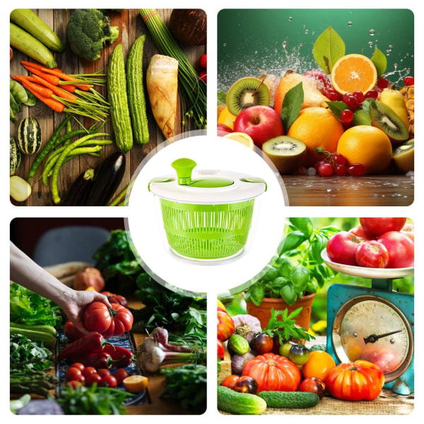 Grönsaksavloppskorg, rotationssalladssnurra, organizer för grönsakstvätt, frukttvätt för grönsaker, grön
