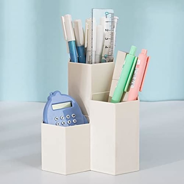 2-pak penneholder til skrivebord og skole (hvid, 3-type)