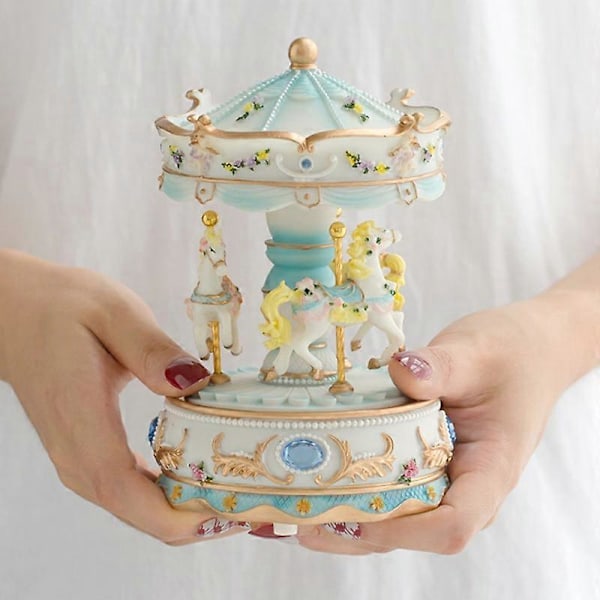 Gift box packaging, music box carousel colorful lights ,music happy round（Song: Happy Birthday）