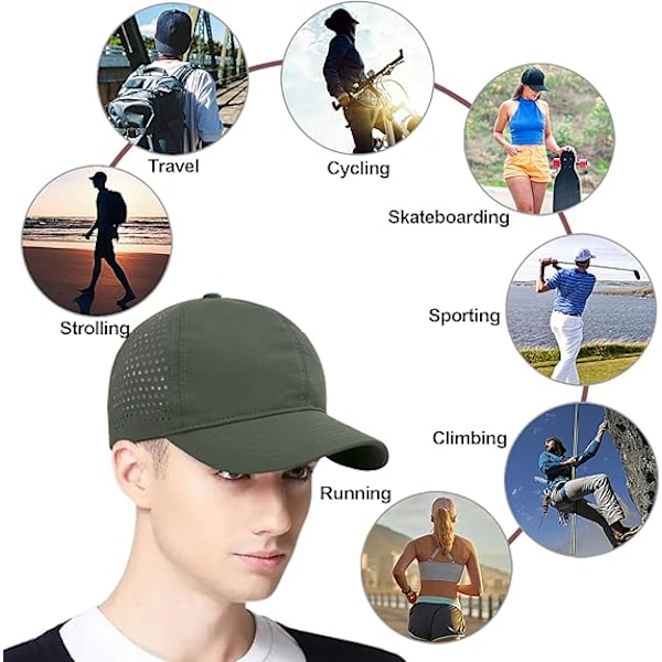 Hurtigtørrende baseballkasket til mænd, sports hat, åndbar ultralet mesh udendørs sports UPF 50+ hat justerbar rejse sommerhat