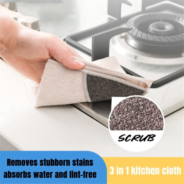 3 i 1 køkkenhåndklæde karklud Microfiber Magic ren klud fnugfri polering Sporløs gnideklud, 10 stk 27×27 cm, grå og brun