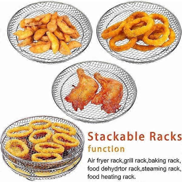 3 stk. Airfryer Stativ Airfryer Kurv Rum Rustfrit Stål Airfryer Sølv