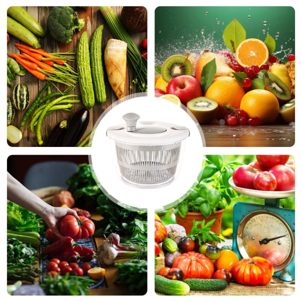 Grønnsaksavløpskurv, roterende salatspinner, multifunksjonsvaskemaskin for grønnsaker, frukt og grønnsaksvask, grå