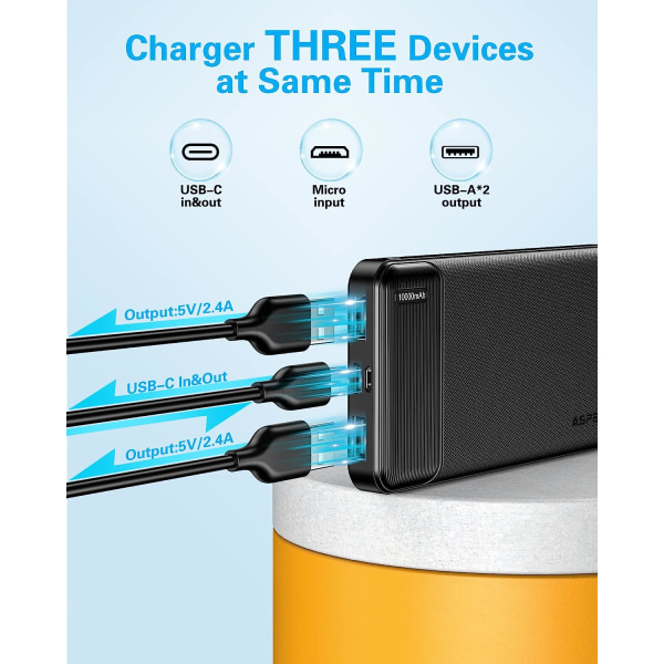 2-Pack Power Bank Bärbar Laddare Snabbladdning 10000mAh, PowerBank USB  C-ingång och -utgång, batteripaket kompatibelt med iPhone, Samsung, Huawei  5f65 | Fyndiq